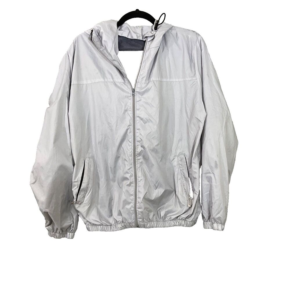 Uniqlo Windbreaker zip hooded Jacket Water UV Resist women XL Packable Pockets *